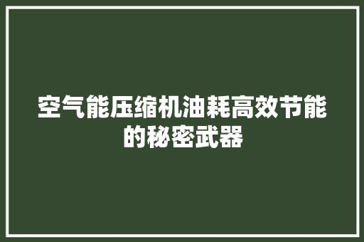 空气能压缩机油耗高效节能的秘密武器