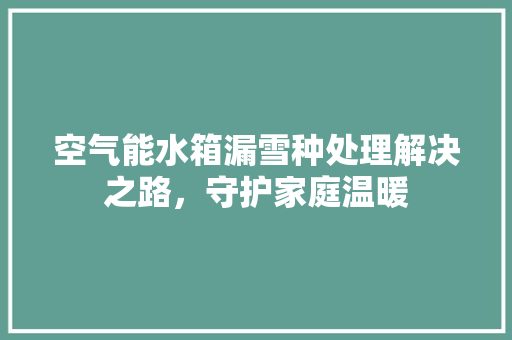 空气能水箱漏雪种处理解决之路，守护家庭温暖