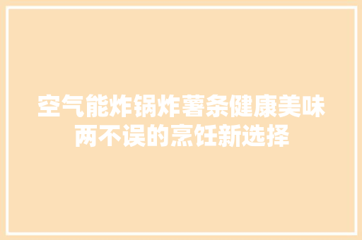 空气能炸锅炸薯条健康美味两不误的烹饪新选择 厨房维修