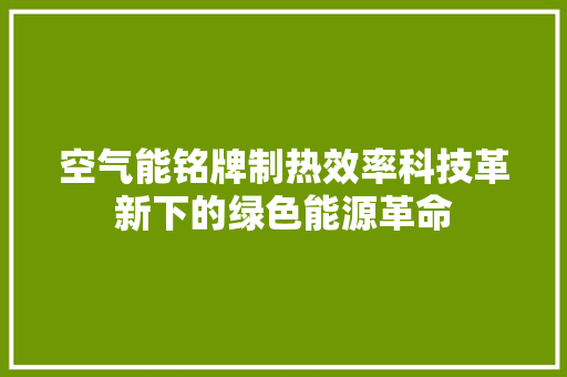 空气能铭牌制热效率科技革新下的绿色能源革命