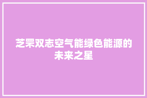 芝罘双志空气能绿色能源的未来之星
