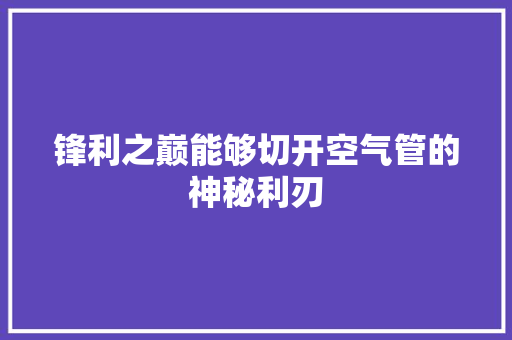 锋利之巅能够切开空气管的神秘利刃 家电维修