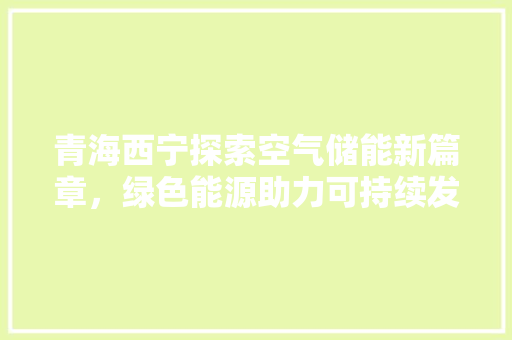 青海西宁探索空气储能新篇章，绿色能源助力可持续发展