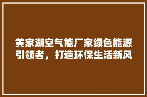 黄家湖空气能厂家绿色能源引领者，打造环保生活新风尚 汽车维修