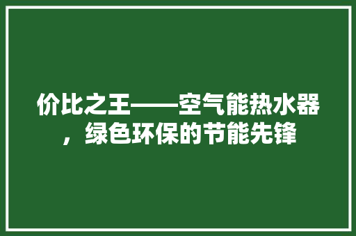 价比之王——空气能热水器，绿色环保的节能先锋