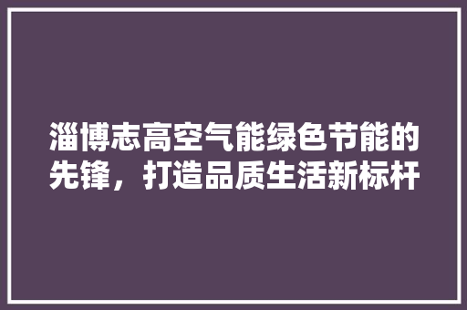 淄博志高空气能绿色节能的先锋，打造品质生活新标杆 综合便民
