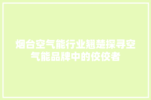 烟台空气能行业翘楚探寻空气能品牌中的佼佼者