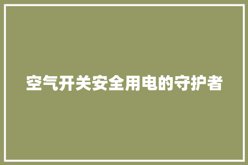 空气开关安全用电的守护者