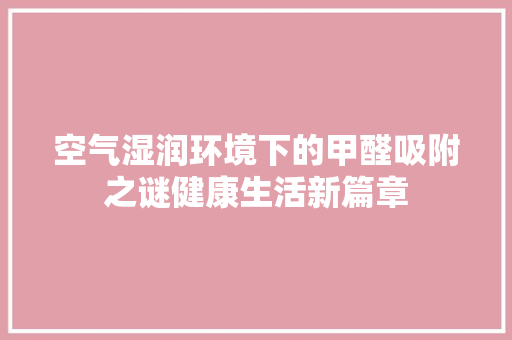 空气湿润环境下的甲醛吸附之谜健康生活新篇章 厨房维修