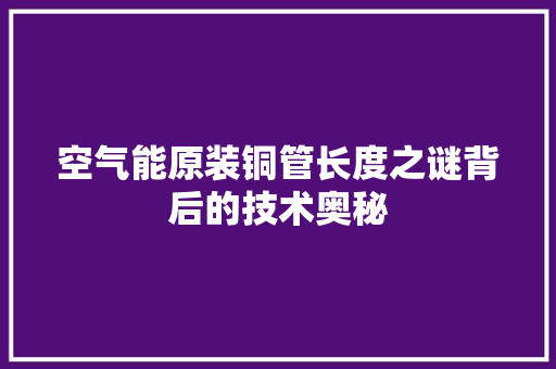 空气能原装铜管长度之谜背后的技术奥秘 墙体维修