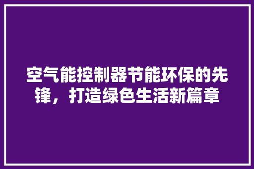 空气能控制器节能环保的先锋，打造绿色生活新篇章