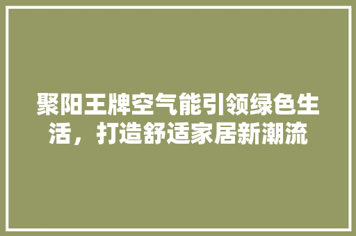 聚阳王牌空气能引领绿色生活，打造舒适家居新潮流