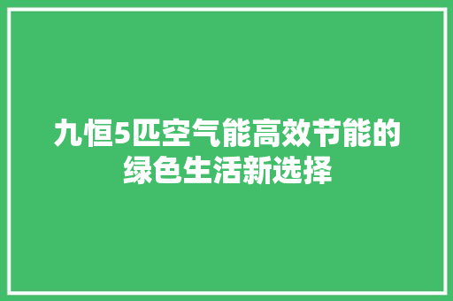 九恒5匹空气能高效节能的绿色生活新选择 汽车维修