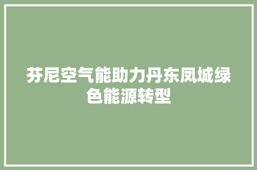 芬尼空气能助力丹东凤城绿色能源转型