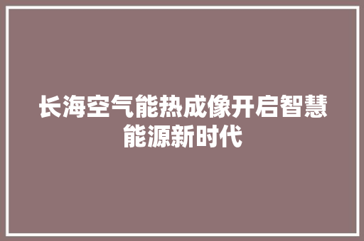 长海空气能热成像开启智慧能源新时代