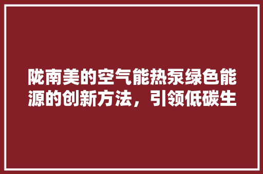 陇南美的空气能热泵绿色能源的创新方法，引领低碳生活新风尚 墙体维修