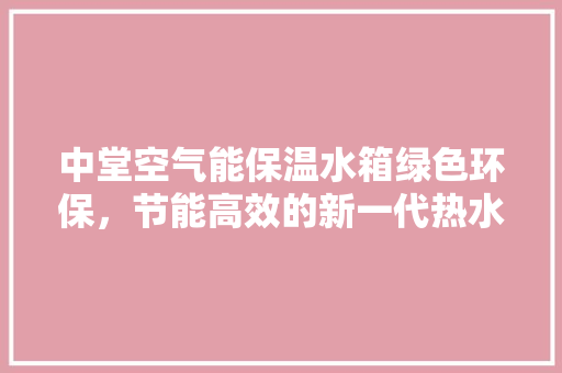 中堂空气能保温水箱绿色环保，节能高效的新一代热水解决方法 家电维修