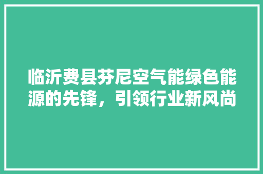临沂费县芬尼空气能绿色能源的先锋，引领行业新风尚 家电维修