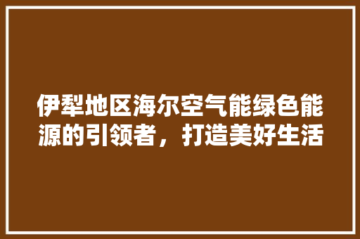 伊犁地区海尔空气能绿色能源的引领者，打造美好生活新篇章