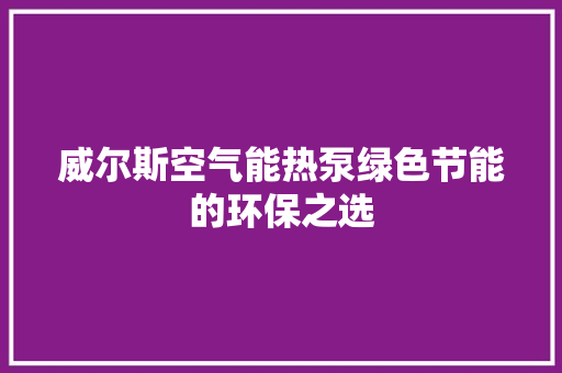 威尔斯空气能热泵绿色节能的环保之选