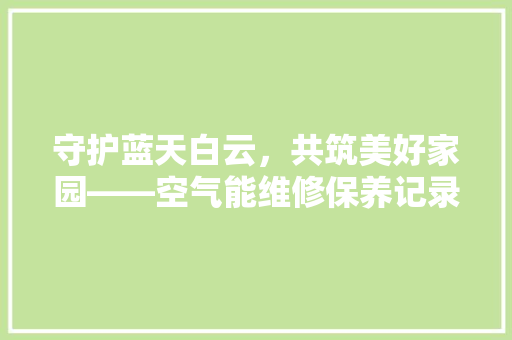 守护蓝天白云，共筑美好家园——空气能维修保养记录