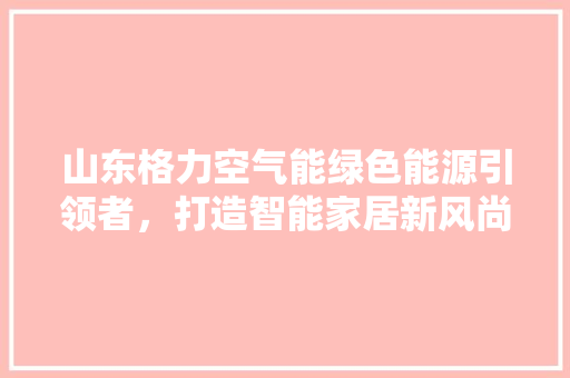 山东格力空气能绿色能源引领者，打造智能家居新风尚 厨房维修