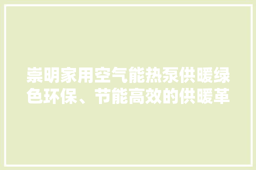 崇明家用空气能热泵供暖绿色环保、节能高效的供暖革命
