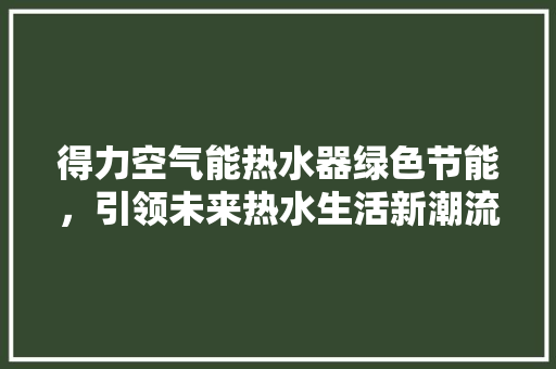 得力空气能热水器绿色节能，引领未来热水生活新潮流
