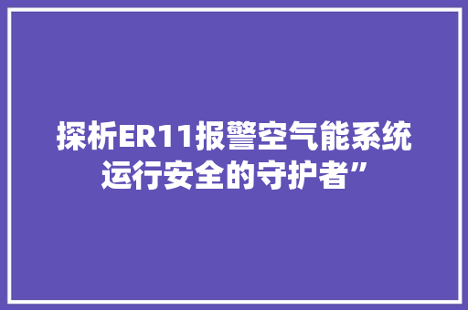 探析ER11报警空气能系统运行安全的守护者”