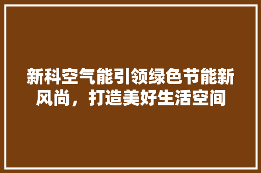 新科空气能引领绿色节能新风尚，打造美好生活空间 厨房维修