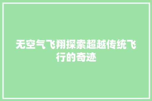 无空气飞翔探索超越传统飞行的奇迹 厨房维修