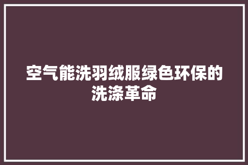 空气能洗羽绒服绿色环保的洗涤革命 家电维修