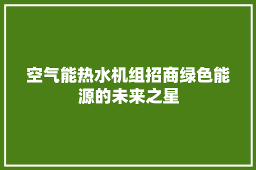 空气能热水机组招商绿色能源的未来之星