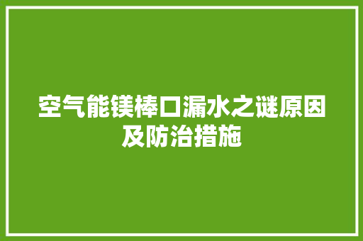 空气能镁棒口漏水之谜原因及防治措施