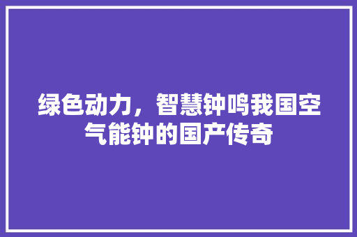 绿色动力，智慧钟鸣我国空气能钟的国产传奇