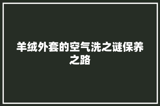 羊绒外套的空气洗之谜保养之路
