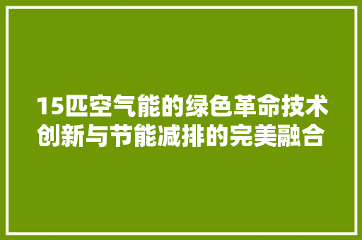 15匹空气能的绿色革命技术创新与节能减排的完美融合