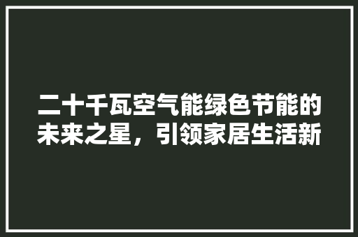 二十千瓦空气能绿色节能的未来之星，引领家居生活新风尚