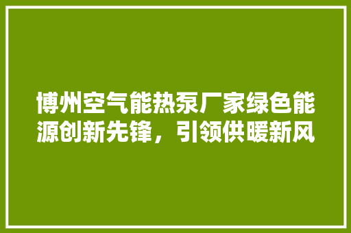 博州空气能热泵厂家绿色能源创新先锋，引领供暖新风尚 厨房维修