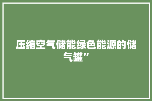 压缩空气储能绿色能源的储气罐” 家电维修