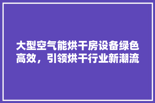 大型空气能烘干房设备绿色高效，引领烘干行业新潮流