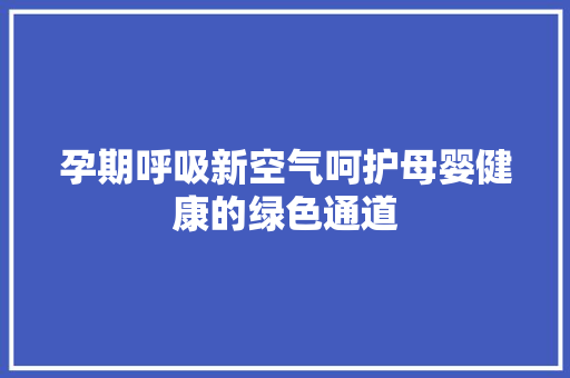 孕期呼吸新空气呵护母婴健康的绿色通道
