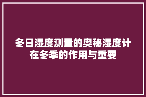 冬日湿度测量的奥秘湿度计在冬季的作用与重要 家电维修