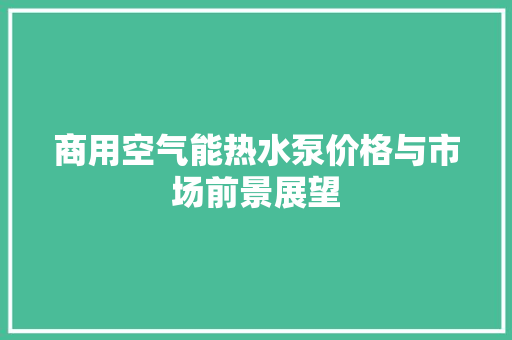商用空气能热水泵价格与市场前景展望 厨房维修