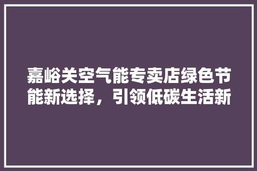 嘉峪关空气能专卖店绿色节能新选择，引领低碳生活新风尚 厨房维修