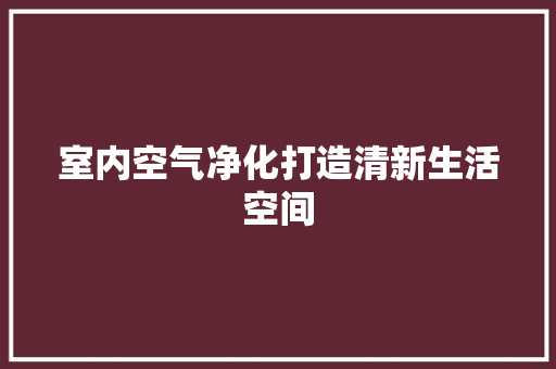 室内空气净化打造清新生活空间