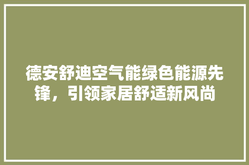 德安舒迪空气能绿色能源先锋，引领家居舒适新风尚 家电维修