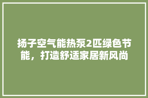 扬子空气能热泵2匹绿色节能，打造舒适家居新风尚 综合便民