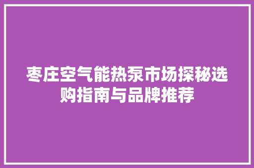 枣庄空气能热泵市场探秘选购指南与品牌推荐 汽车维修