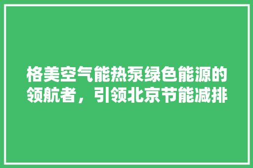 格美空气能热泵绿色能源的领航者，引领北京节能减排新风尚